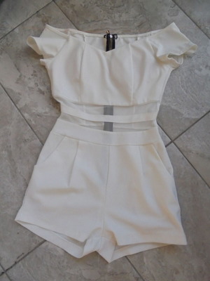 One-piece shorts new, xs size, white with transparency