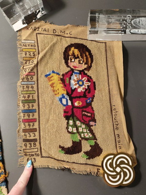 DMC embroidery canvas used with vintage child figure