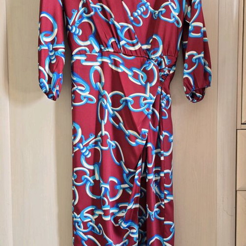 Zara dress new, burgundy with blue, size S-M