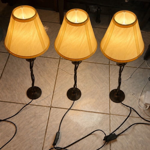 Handmade set of 3 metal lamps rustic style E14 new