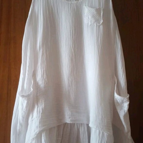 Boho white summer dress like new, size M-L, cotton