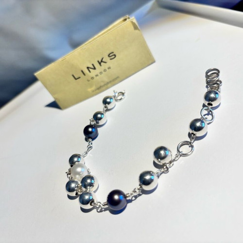 Links London Silver Bracelet 925 with Pearls and Hematite like new