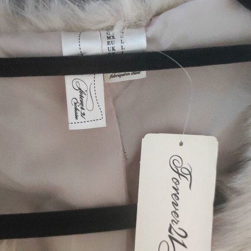 Forever21 synthetic fur coat, beige, size L