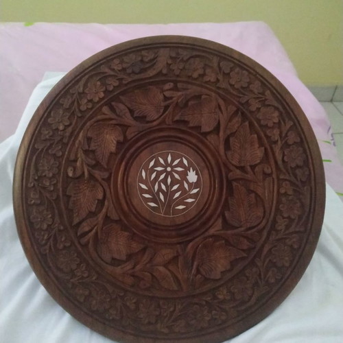 Wooden carved wall decor used, also fits on a stand