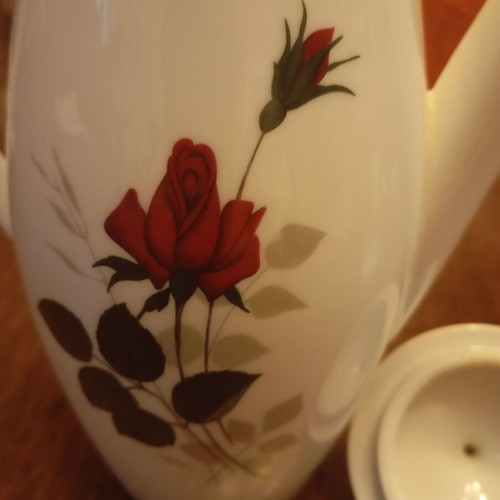 Vintage porcelain jug Seltmann Weiden Bavaria Rose Stem used with lid