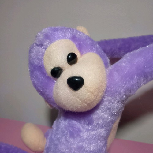 Plush monkey like new with sound, purple, 50 cm length