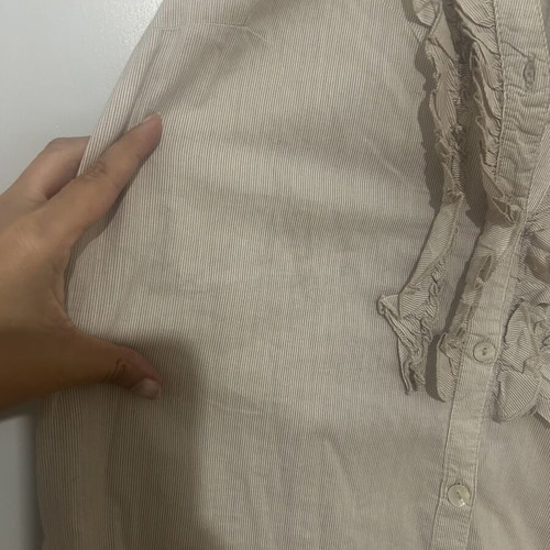 Women's Beige Shirt Medium with Ruffles, Like New