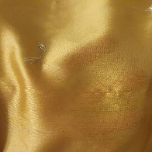 Indian sari with gold embroidery used, ochre fabric with blue stripes
