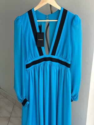 Pinko maxi dress new, blue with black details, size S
