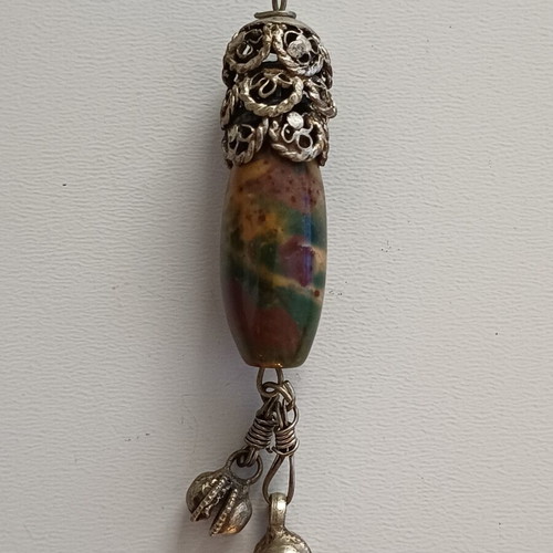 Vintage ethnic tribal pendant amulet with jasper stone