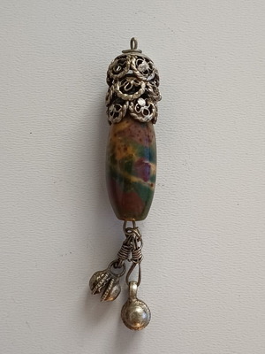 Vintage ethnic tribal pendant amulet with jasper stone