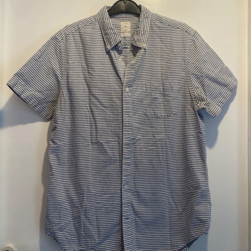 Gap men's stripy shirt used, size large, 100% cotton
