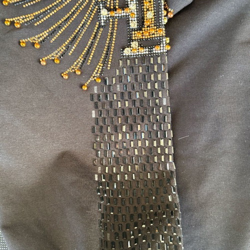 Women's black blouse with unique beaded sleeves Tatu size 42 like new