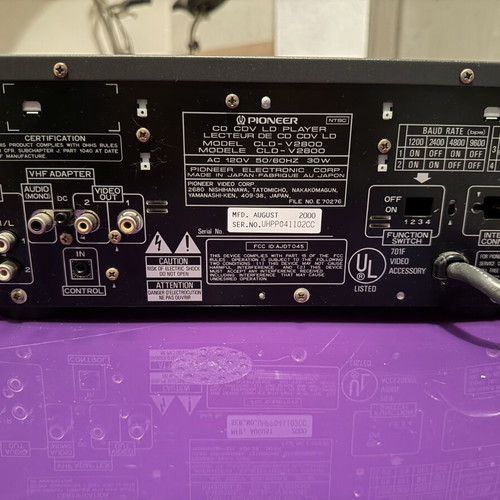 Pioneer Laserdisc Player, NTSC, 220V converted, with remote