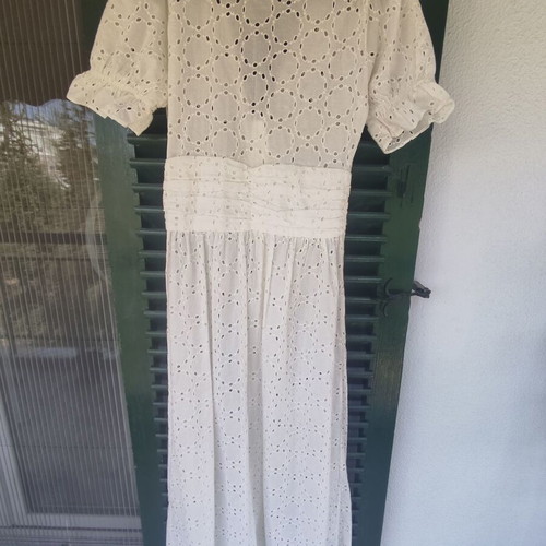 Zara white long kipour dress XS like new with slip dress