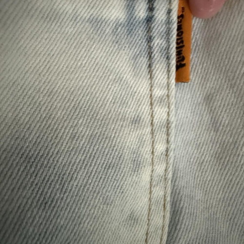 Lazy OAF & The Flintstones Bedrock Unisex Jeans, S, like new, white and blue