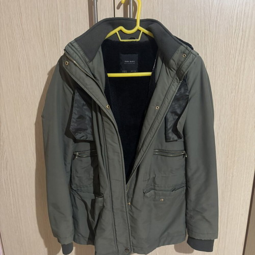 Zara Basic khaki jacket XS used, warm fleece lining