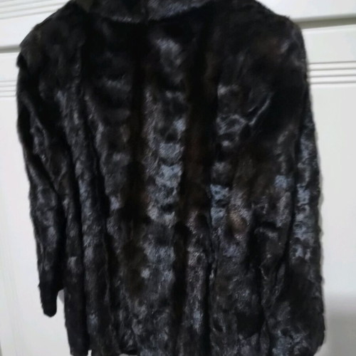Mink fur used, natural, size 46, black