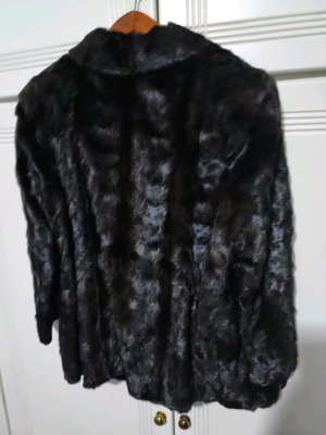 Mink fur used, natural, size 46, black
