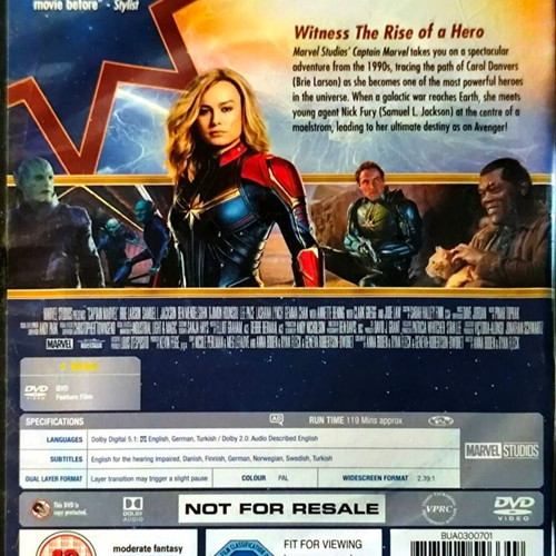 Captain Marvel DVD used, action movie with English subtitles