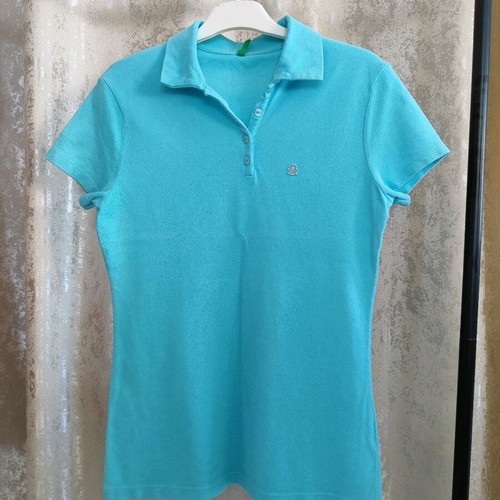 Benetton Polo Shirt L like new, turquoise