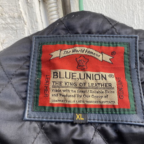 Leather motorcycle jacket used, size XL, Blue Union