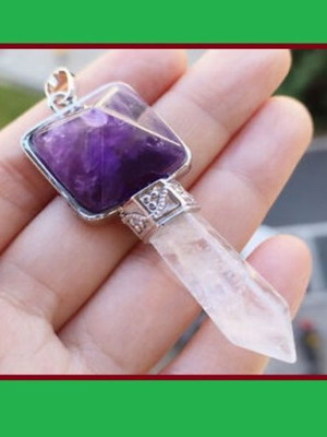 Semi-precious stone pendant pendulum new with quartz and amethyst