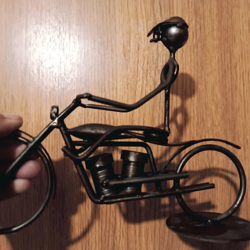 Metal handmade cyclist used for industrial decoration