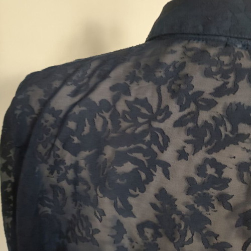 Prizz transparent blouse with roses, size M, like new, dark blue