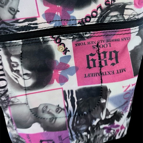 Backpack bag like new, multicolor denim fabric