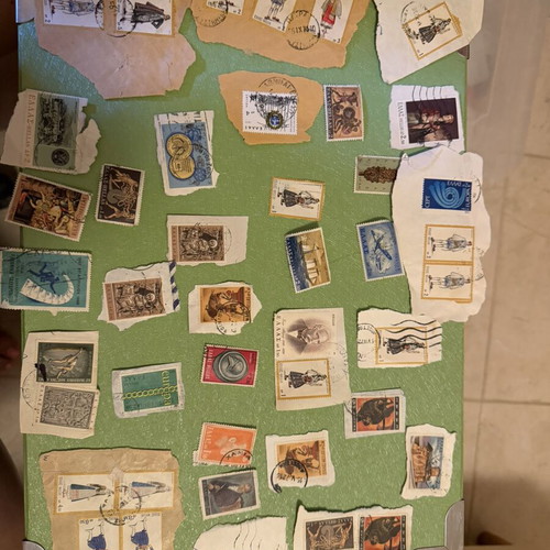 Old stamps collection used, 600–700 pieces from Greece and worldwide