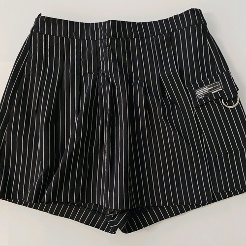Bershka striped shorts-skirt S like new black white