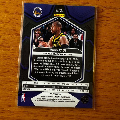 Panini Mosaic Chris Paul Green Mosaic 2023-24 like new, Golden State Warriors