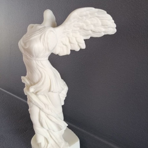 Nike of Samothrace statue used, alabaster, height 19 cm