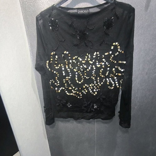 Y2K Sequin mesh top Zanoula like new, black and gold