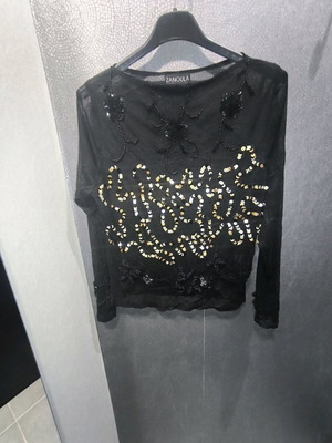 Y2K Sequin mesh top Zanoula like new, black and gold