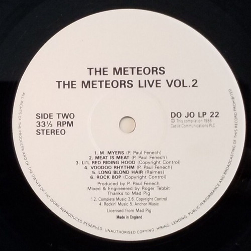 The Meteors Live II vinyl used, psychobilly punk