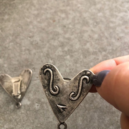 Vintage clip earrings used, silver