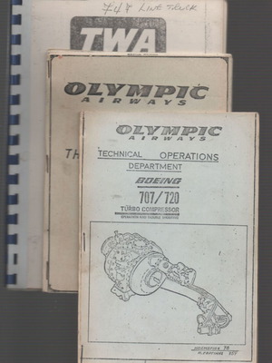 Φυλλάδια εκπαίδευσης αεροσκαφών Olympic Airways και TWA, σετ 3