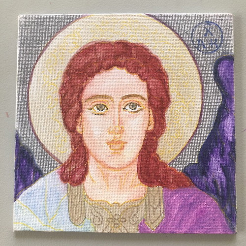 Guardian Angel Handmade Watercolor Painting on Compressed Canvas