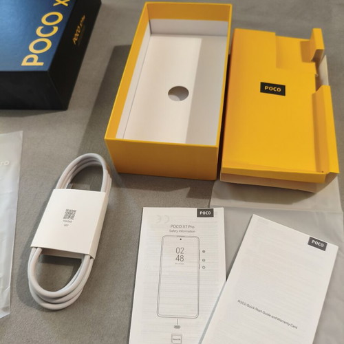 POCO X7 Pro box and original charging cable, black