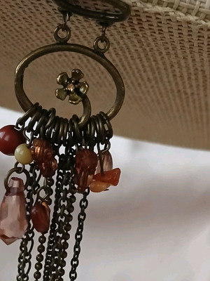 Ethnic handmade single earring like new with long chains and stones