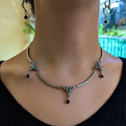 Boho Y2k Fairy Gothic Punk Rock Grunge Necklace silver new handmade