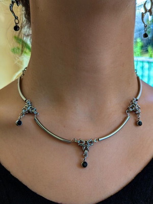 Boho Y2k Fairy Gothic Punk Rock Grunge Necklace silver new handmade
