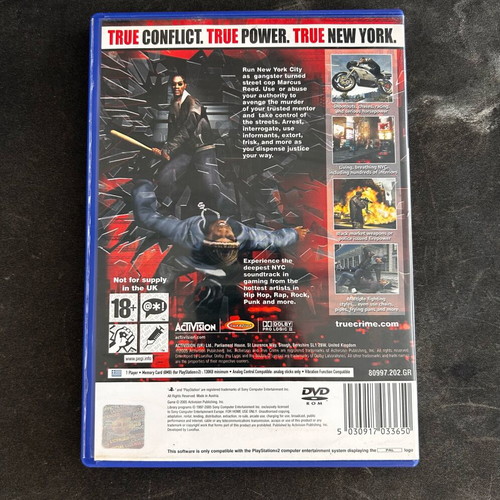 True Crime New York City PS2 like new, case and manual without disc