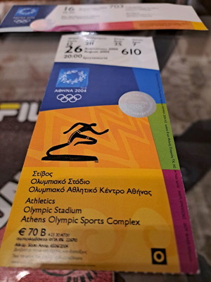 Olympic Games 2004 collectible tickets like new, pack of 2