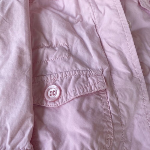 Benetton baby jacket pink with hood and striped lining, size 74 cm