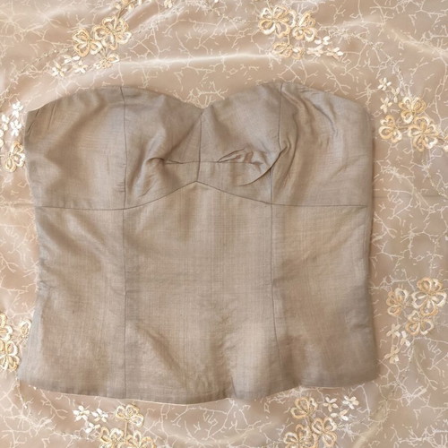 Valerie Aflalo blouse like new, short, silk, size S, gray-beige