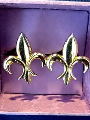 Vintage μανικετόκουμπα Fleur-de-Lis χρυσαφί, σαν καινούργιο
