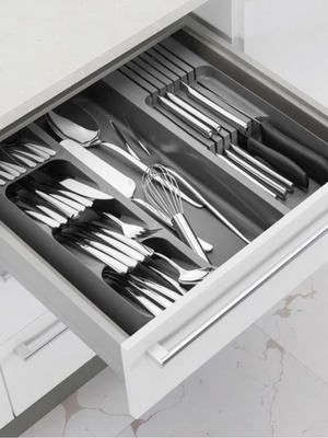 Plastic Drawer Organizer with 8 Compartments, Gray, 39.5x38.5x5.5 cm